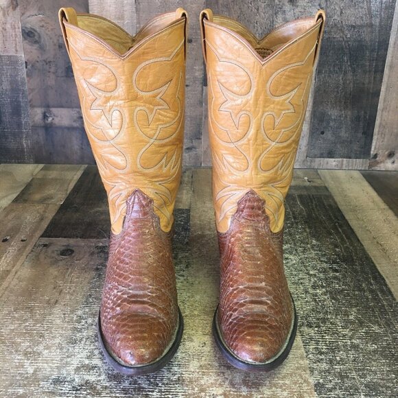 Nocona Vintage Snakeskin Western Cowboy Boots Womens 9.5 B - Picture 7 of 12
